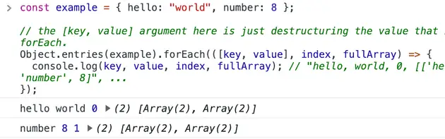 javascript foreach key value