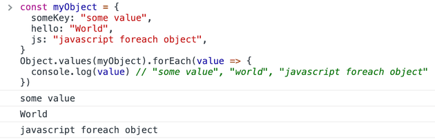 object.values with foreach