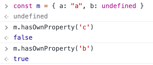 How to check if an object property exists but is undefined in JavaScript using hasOwnProperty