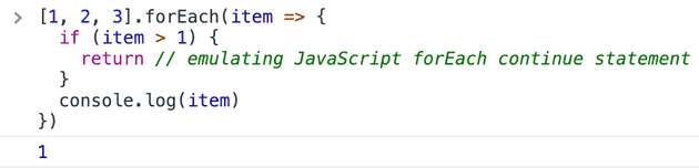 javascript foreach continue
