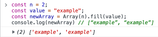 initialize array with values javascript