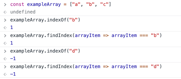 findIndex vs indexOf in JavaScript example