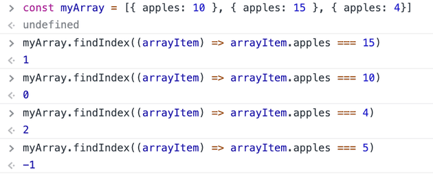 get index of object in array javascript