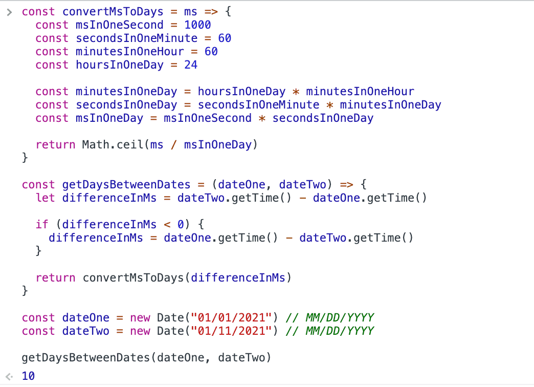 Javascript Get Difference Of Days Between Two Dates