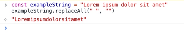 How to remove all spaces from a string in JavaScript using replaceAll