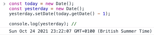 how to get yesterday's date in JavaScript