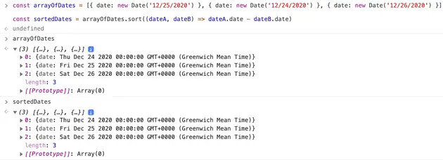 array sort by date javascript